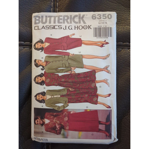 1992 Butterick 6350 Vintage Sewing Pattern Womens Jacket Top Skirt Size 12 14 16