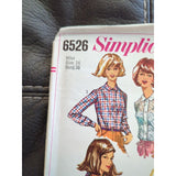 1966 Simplicity 6526 Vintage Sewing Pattern Womens Blouse Size 16 Bust 36 UC