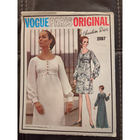 1960s Vogue Paris Original 2087 CHRISTIAN DIOR Mod Dress Sewing Pattern Size 12