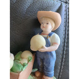 1985 HOMCO Home Interior Denim Days "Melon Patch" Figurine #1512 Farm Boy Girl