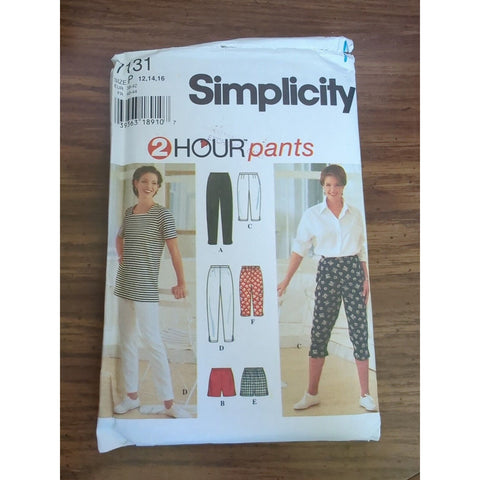 1996 Vintage Simplicity 7131 Two Hour Pants Size P 12-16 Sewing Pattern Uncut