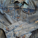 Levi's Strauss Distressed Dirty Wash Button Up Jean Trucker Jacket Size M