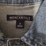 J.Crew Mercantile Blue Denim Jean Jacket w Heart Embroidery Size S