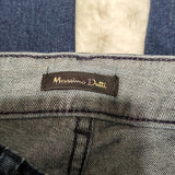 Massimo Dutti Darker Wash High Rise Floral Embroidered Raw Hem Blue Jean Size 4