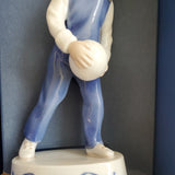Bing & Grondahl 1982 Figurine "Girl With Soccer Ball" 8 1/2  In Tall Complete