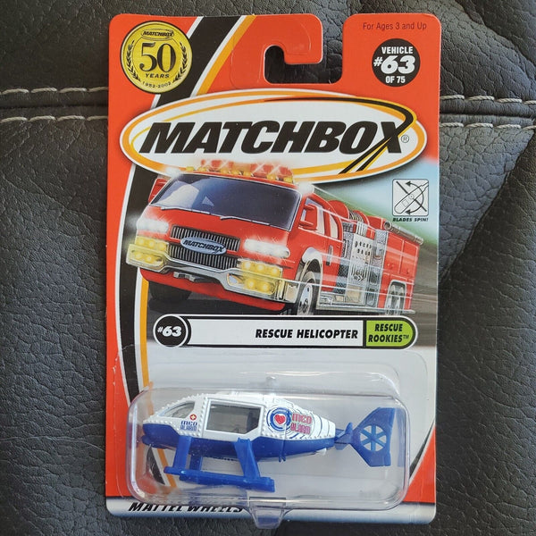 Matchbox 2002 RESCUE ROOKIES Rescue Helicopter 63/75 95255 New On Card