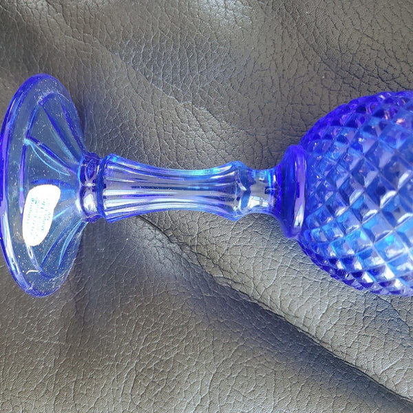NOS Vintage Avon Fostoria Martha Washington Cobalt Blue Glass Goblet Candle 8 In