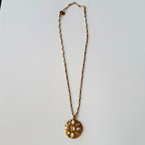 Stella and Dot Gold Tone Necklace With Large Circle Charm w Accent
