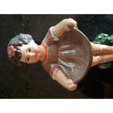 CAFFCO Brunette Girl Figurine Brown Scoop Dress