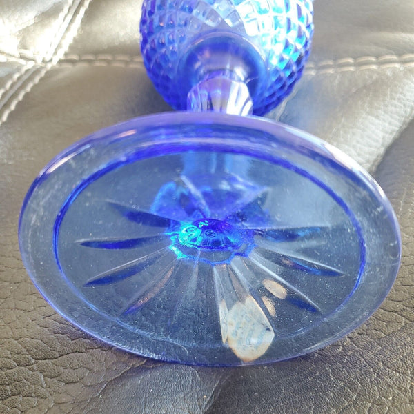 NOS Vintage Avon Fostoria Martha Washington Cobalt Blue Glass Goblet Candle 8 In