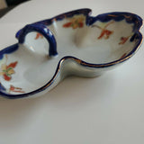 Antique Japan Cobalt Trimmed Dish Hand-painted Flowers & Gold/ Candy Dish 6 x 6