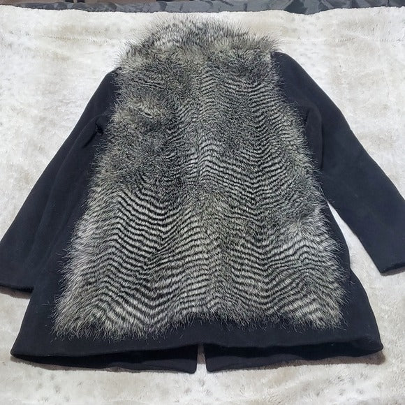 Ann Taylor Faux Fur Wool Cashmere Blend Long Coat Size SP