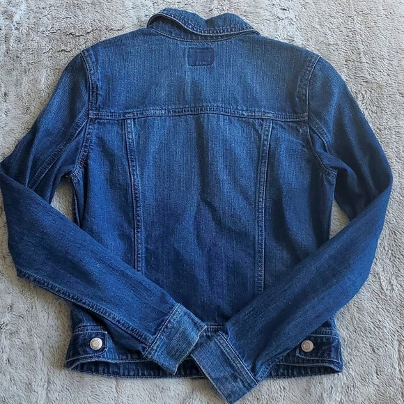 American Eagle Blue Denim 100% Cotton Full Button Up Jean Jacket Size S