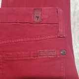 7 For All Mankind Felt Like Deep Red Mid Rise Skinny Jeans Size 25