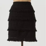 HD In Paris Black Tiered Fringe Shorter Skirt Size 6