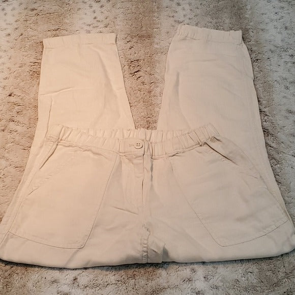 J.Crew Cream Cropped Linen Blend Pants Size 8