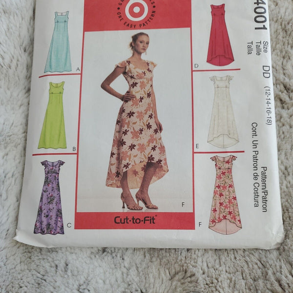 2003 Summer Dress Sewing Pattern Size DD 12-18 McCall's 4001 Cut 6 Looks