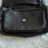 Zara Black Vegan Leather Metal and Leather Adjustable Strap Crossbody Purse Bag