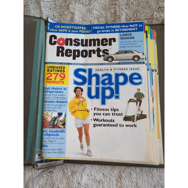 2005 CONSUMER REPORTS Magazine Monthly Jan-Dec Address Labels - In Green Binder