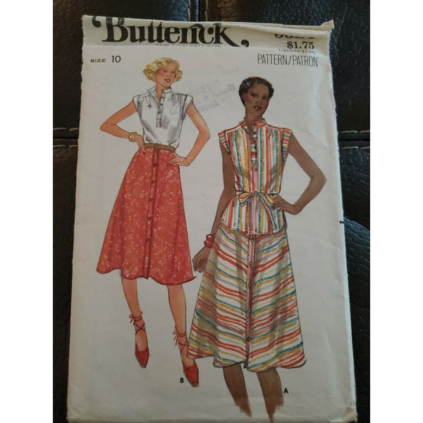 5324 UNCUT Vintage Butterick SEWING Pattern Misses Belt Top Skirt 10 UC SEW FF