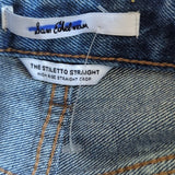Sam Edelman Distressed High Rise Stiletto Straight Crop Blue Jeans Size 25 NWT