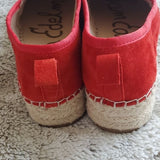 Sam Edelman Carrin Style Red Leather With Fabric Sole Detailing Sneakers Size 8M