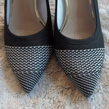 Kenneth Cole New York Black White Cloth Stiletto Heel Pumps Shoes Size 7.5