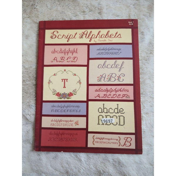 1985 Script Alphabets Book 7 Cross Stitch by Harriette Tew - Vintage Alphabets