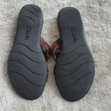 Clarks Dark Brown Leather Strapey Flat Slip On Sandals Size 10M