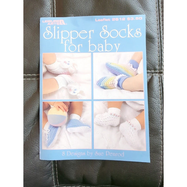 Baby Slipper Socks Crochet Pattern Booklet Leisure Arts 2612 Penrod 1994 Bunny