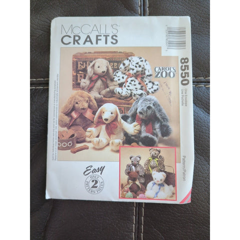 16" Stuffed Cat and Dog Sewing Pattern   McCalls 8550 2 Piece Pattern Uncut