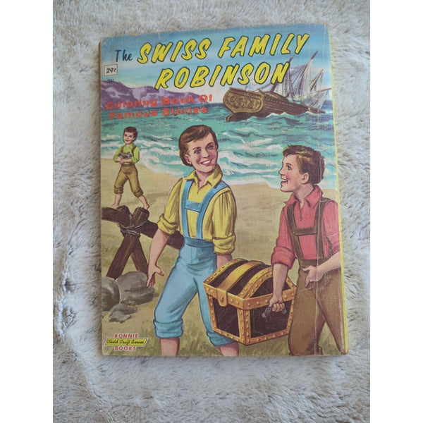 Swiss Family Robinson Coloring Book Of Famous Stories SC Vtg 1960 Bonnie Books