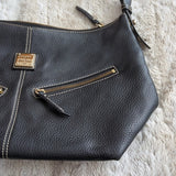 Dooney & Bourke Black Pebbled Leather Shoulder Bag Purse Top Zipper