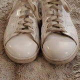 Adidas Men's Rare All White Patent Leather Stan Smith Low Top Sneakers Size 8