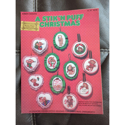 Banar Designs A STIK 'N PUFF CHRISTMAS Cross Stitch Patterns Book Leaflet #22
