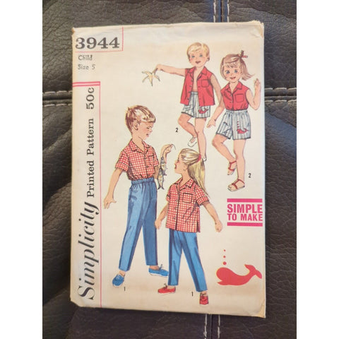 1960s Vintage Simplicity Sewing Pattern 3944 Easy Baby Shirt Shorts Size 5 Cut