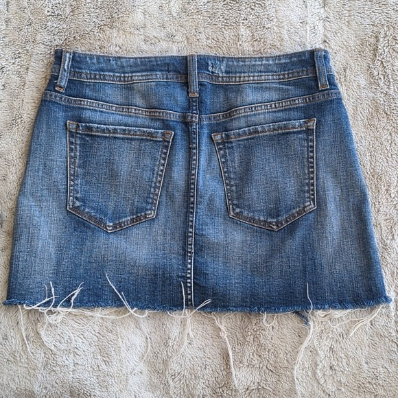 Eunina Darker Wash Distressed Aubree Mini Jean Skirt Size M