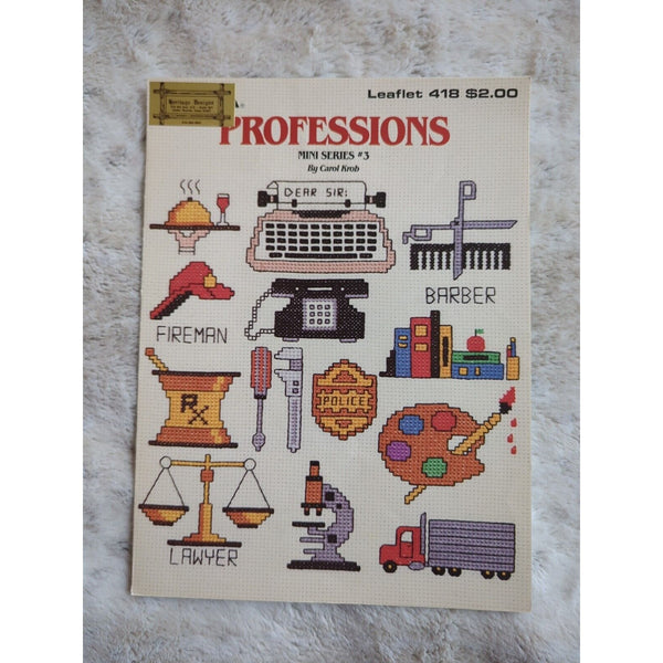 1986 Leisure Arts Professions 418 Counted Cross Stitch Pattern Book Vintage 9166