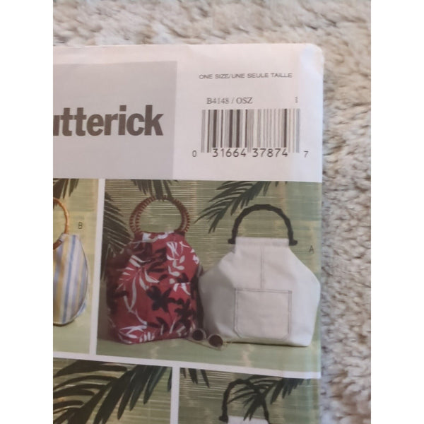 3 Bags Purses & Cosmetic Bag Sewing Patterns Uncut 2004 Boho Butterick B4148