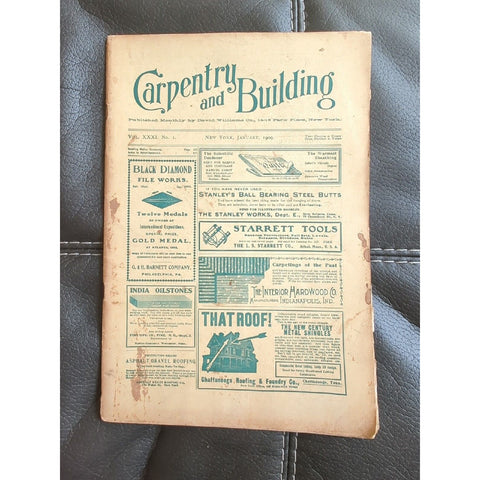 CARPENTRY AND BUILDING MAGAZINE New York January 1909 VINTAGE ISSUE XXXI No 1