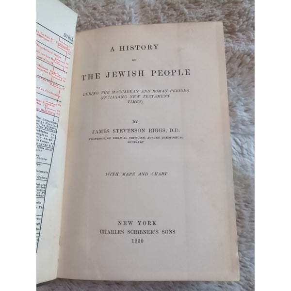 A History of the Jewish People Maccabean And Roman Period 1900 Riggs HC Map Vtg