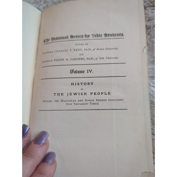 A History of the Jewish People Maccabean And Roman Period 1900 Riggs HC Map Vtg