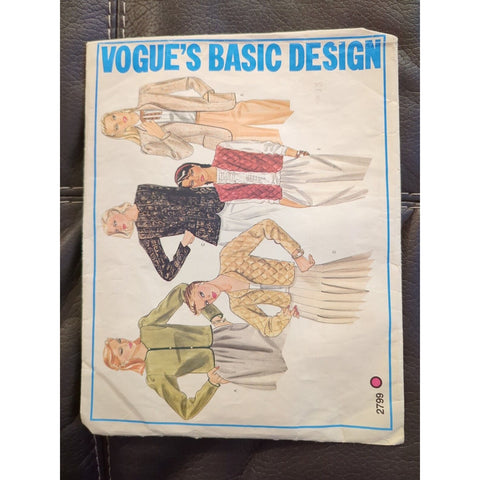 1980s Vogue Pattern 2799 Basic Design Blazer Vest Loose Fit Unlined Size 12 Cut