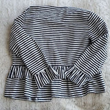 Ann Taylor LOFT Navy White Striped Open Front Blazer w Bell Sleeves Size S NWT