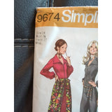 1971 SIMPLICITY 9674 Miss 14 RETRO JUMPSUIT ZIP FRONT PANTS SHORTS OVERSKIRT