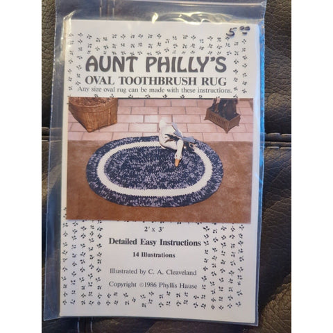 AUNT PHILLY'S TOOTHBRUSH RUG PATTERN OVAL RUG 24" X 36" 1986 Phyllis Hause know