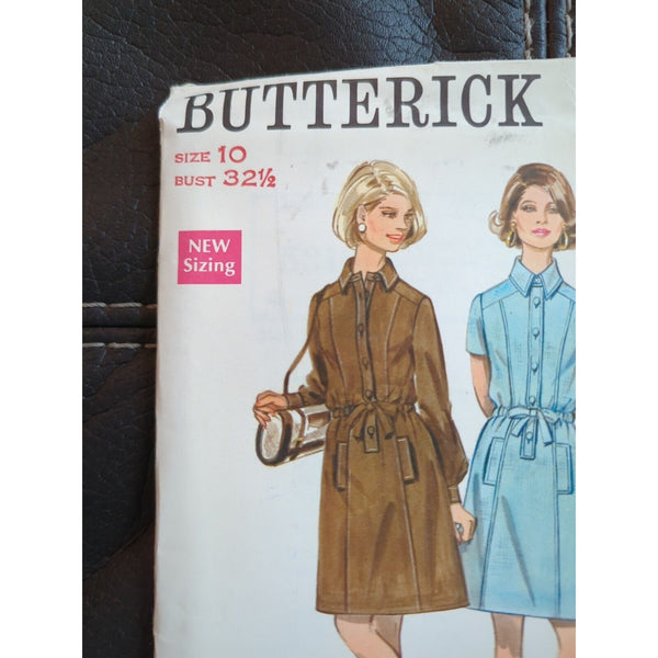 4942 BUTTERICK 1960's Misses ALine Shirtdress Sewing Pattern Size 10 UC FF