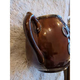 1908 Porcelain Tea Pot with Silver Mount Monogram Brown And Light Brown Glaze