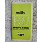 1978 Chevrolet Malibu Owners Manual User Guide Reference Operator Book Fuses OEM