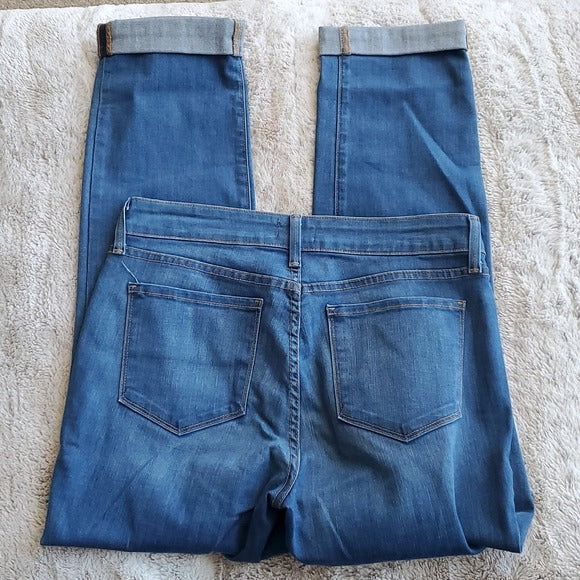 NYDJ Brighter Blue Wash Sylvia Relaxed Boyfriend Cuffed Blue Jeans Size 6